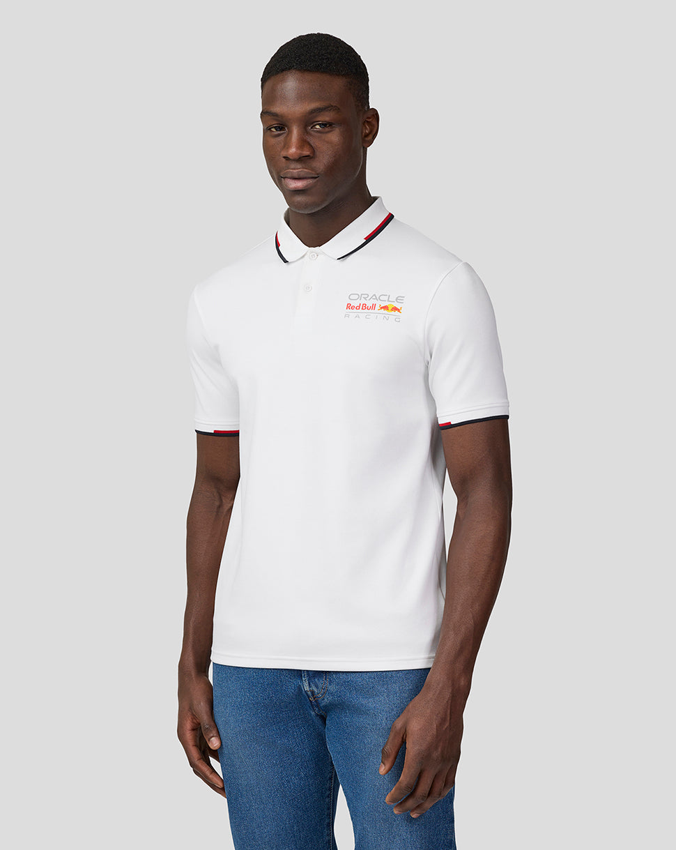 Oracle Red Bull Racing Unisex Core Polo Shirt With Full Colour Logo - Brilliant White
