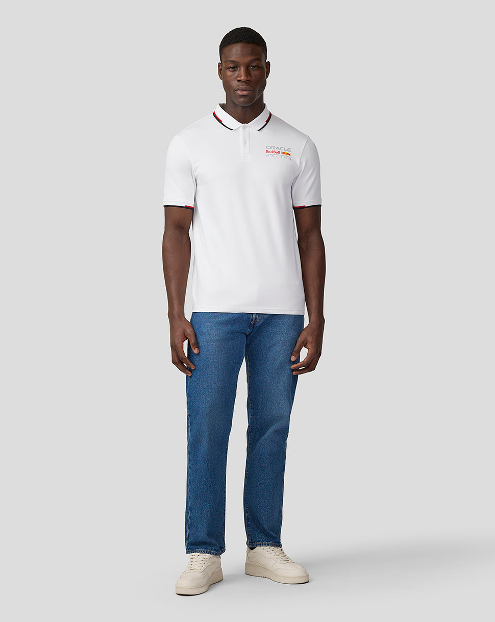 Oracle Red Bull Racing Unisex Core Polo Shirt With Full Colour Logo - Brilliant White