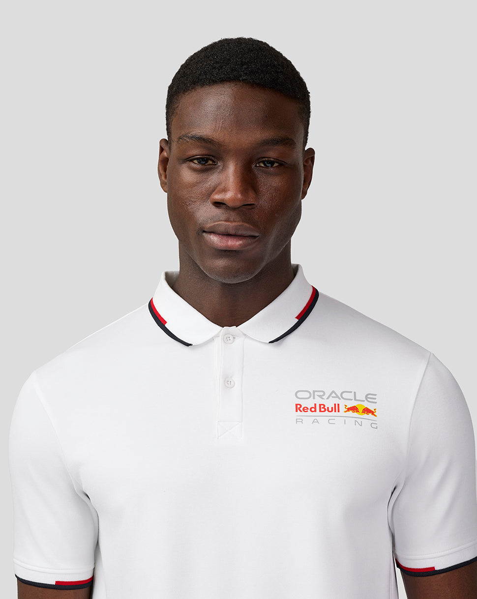 Oracle Red Bull Racing Unisex Core Polo Shirt With Full Colour Logo - Brilliant White