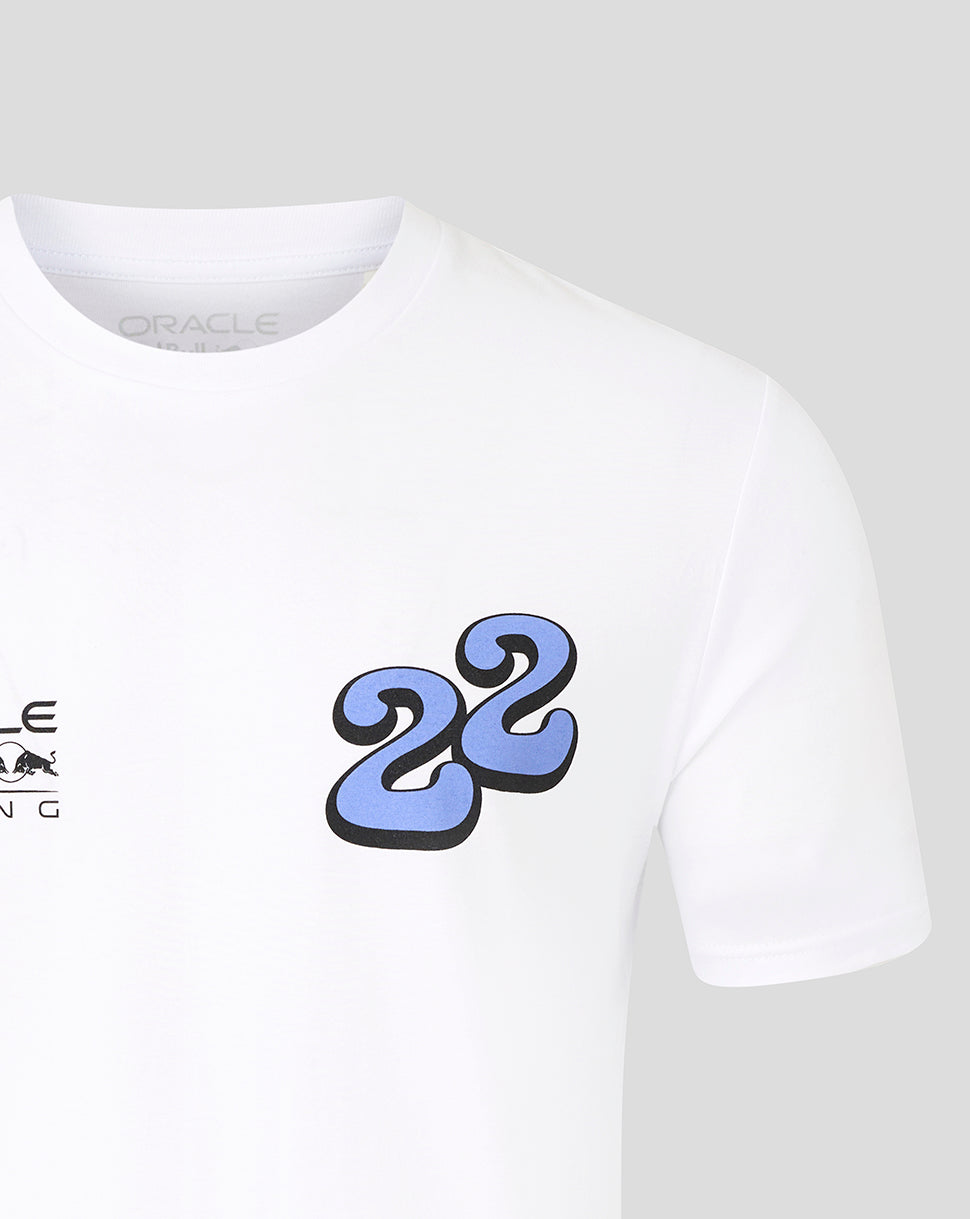 Oracle Red Bull Racing Unisex Yuki Tsunoda Wave Graphic T-Shirt - White