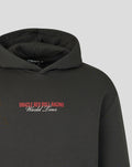 Black World Tour Hoodie with front chest graphic and a bold back print of the 2026 race schedule.