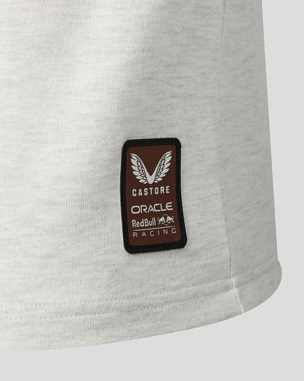 Brown Castore patch on light gray Oracle Red Bull Racing T shirt