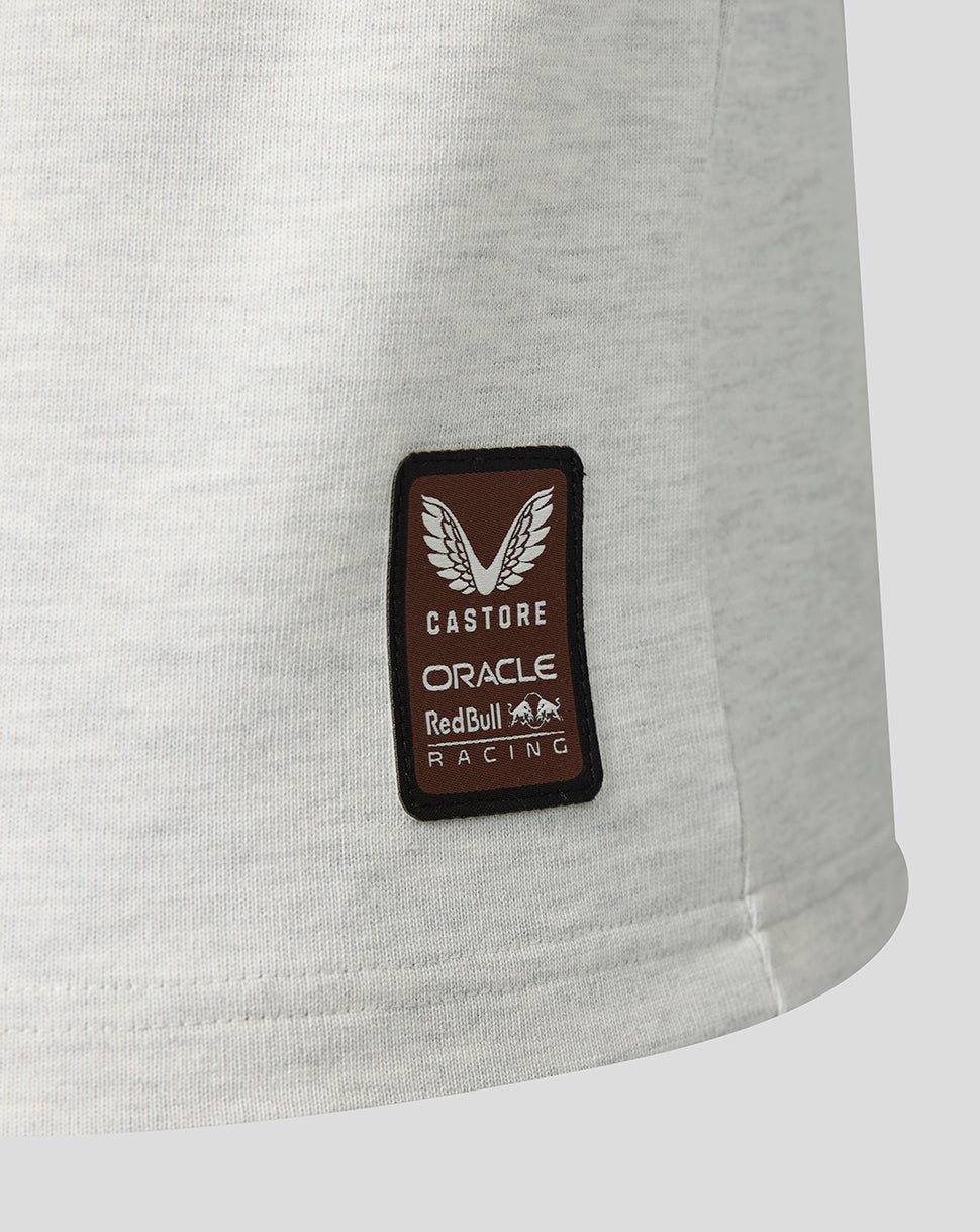 Brown Castore patch on light gray Oracle Red Bull Racing T shirt