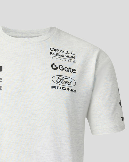 Unisex off white marl short sleeve T shirt with Oracle Red Bull Racing logos on the chest