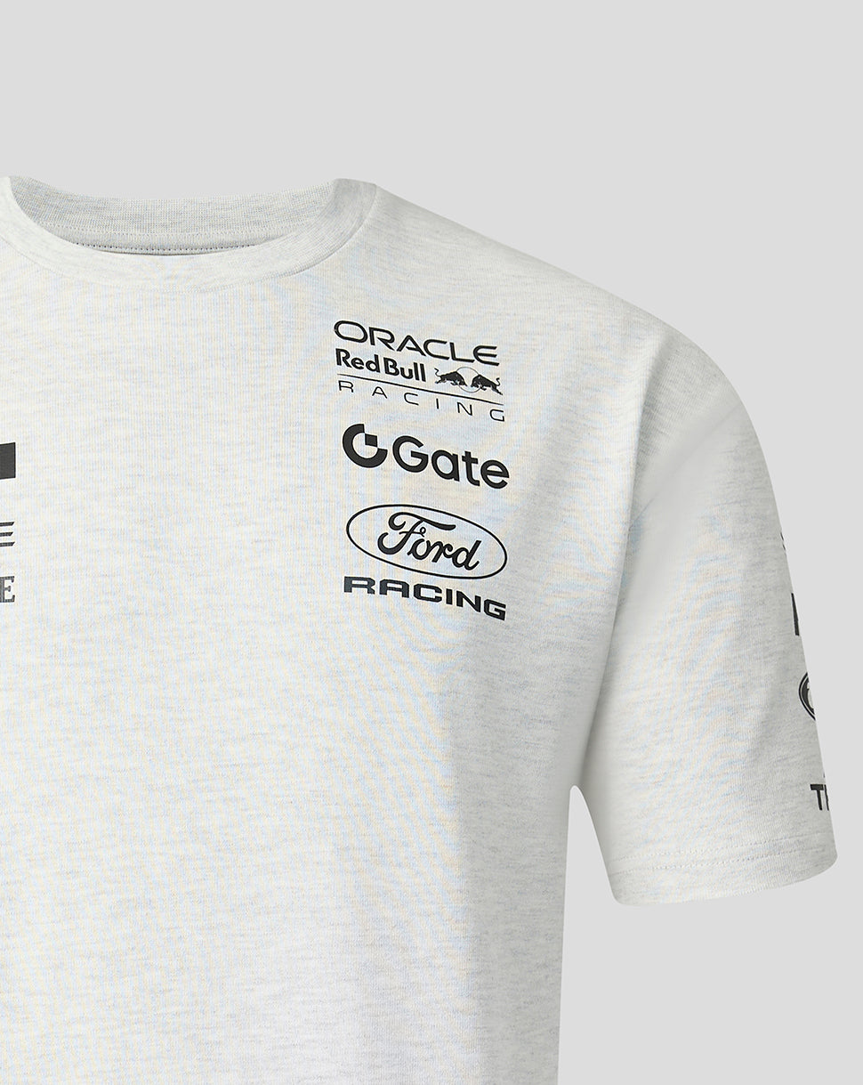 Unisex off white marl short sleeve T shirt with Oracle Red Bull Racing logos on the chest