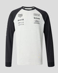 Off white marl raglan long sleeve Oracle Red Bull Racing T shirt with dark sleeves and front sponsor logos.