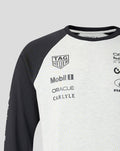 Front view of off white raglan with black sponsor logos TAG Heuer Mobil 1 Oracle Carlyle Red Bull Racing