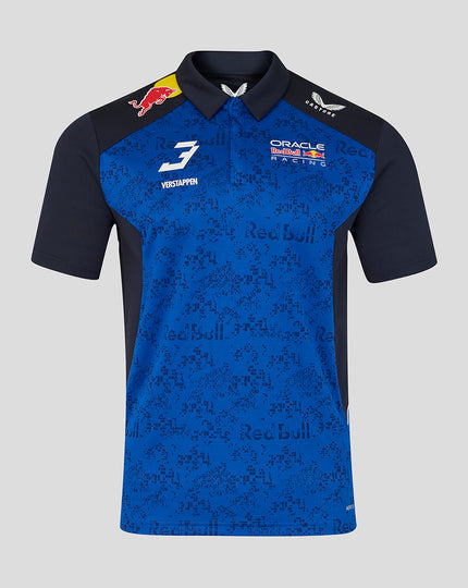 Oracle Red Bull Racing Mens Polo Shirt Driver Max Verstappen - Night Sky / Surf The Web