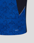 Front view of blue patterned Oracle Red Bull Racing T shirt featuring Verstappen number 3 logo and bold branding on the chest.