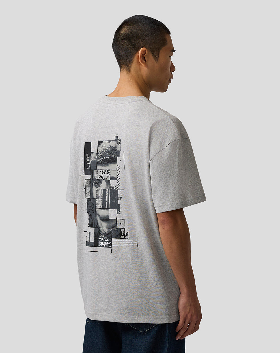 Oracle Red Bull Racing Unisex Max Verstappen Pixel Back Graphic T-Shirt - Grey Marl
