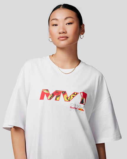 Oracle Red Bull Racing Unisex Max Pop Art Oversized Tee - Bright White